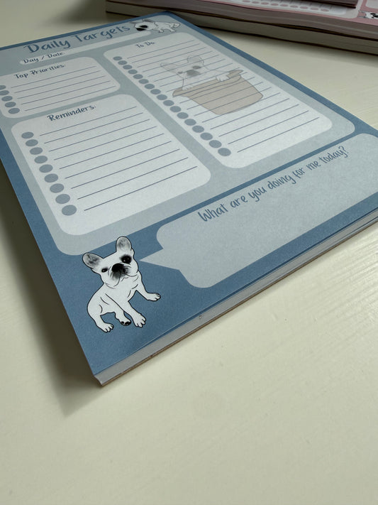 Frenchie Daily Targets A5 Notepad - Chambray Blue