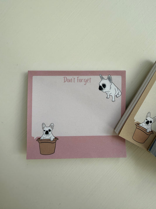 Frenchie "Don't Forget" Sticky Notes - Dusty Pink