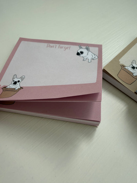 Frenchie "Don't Forget" Sticky Notes - Dusty Pink