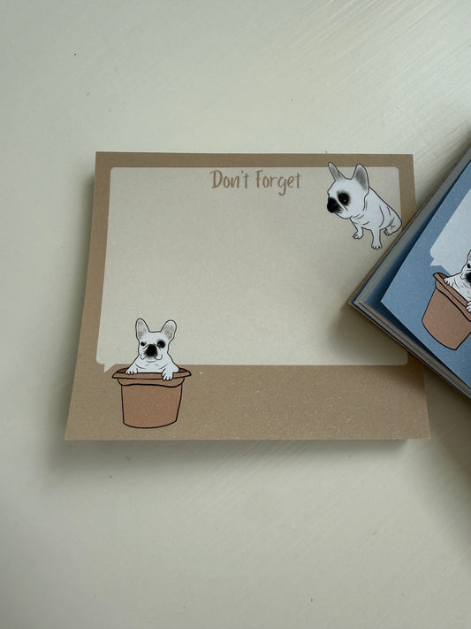 Frenchie "Don't Forget" Sticky Notes - Tan