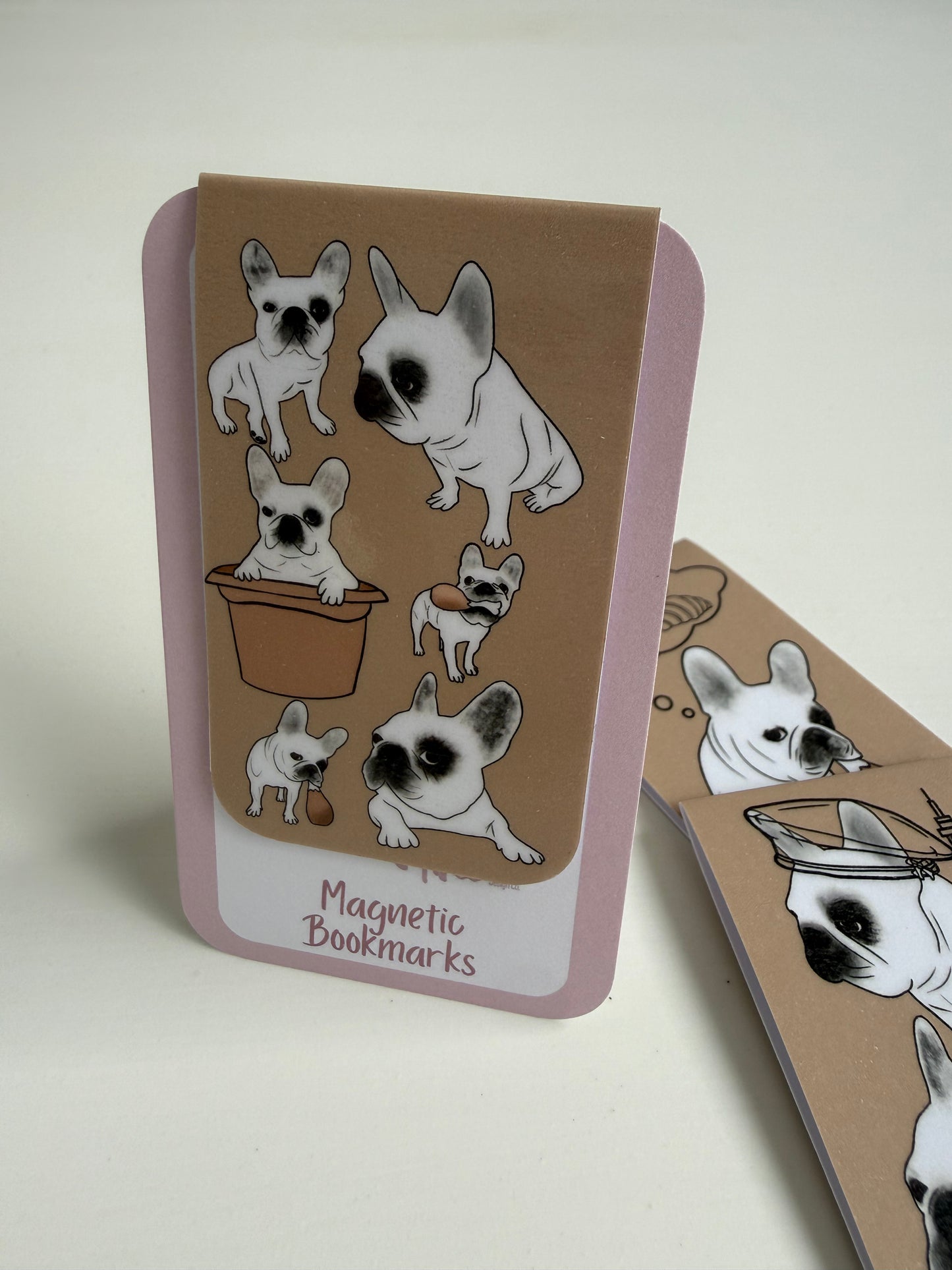 Frenchie Magnetic Bookmark (The Whole Gang) - Tan