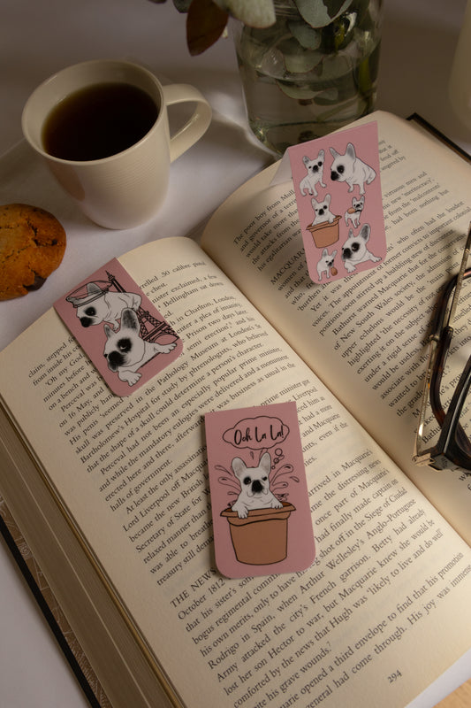 Frenchie Magnetic Bookmark (Complete Collection) - Dusty Pink