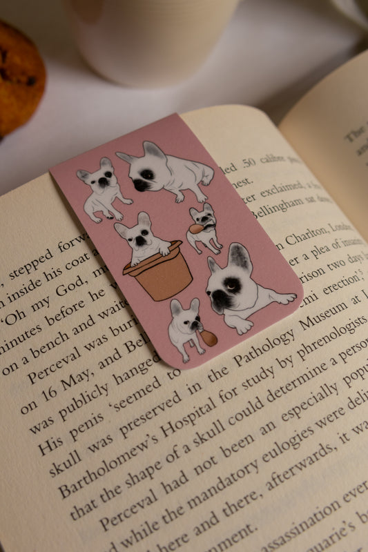 Frenchie Magnetic Bookmark (The Whole Gang) - Dusty Pink