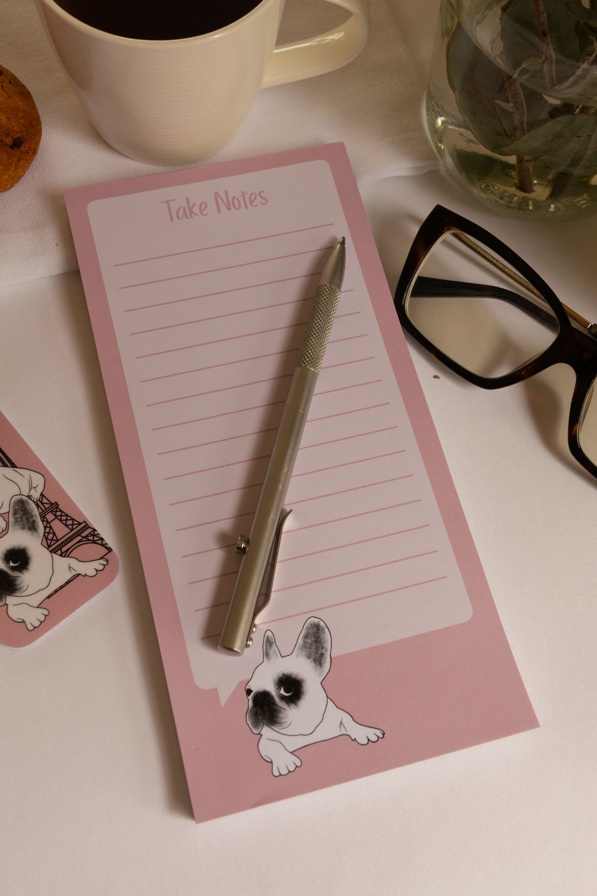 Frenchie "Take Notes" DL Notepad - Dusty Pink