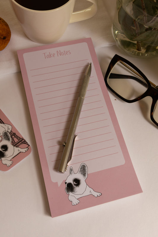 Frenchie "Take Notes" DL Notepad - Dusty Pink