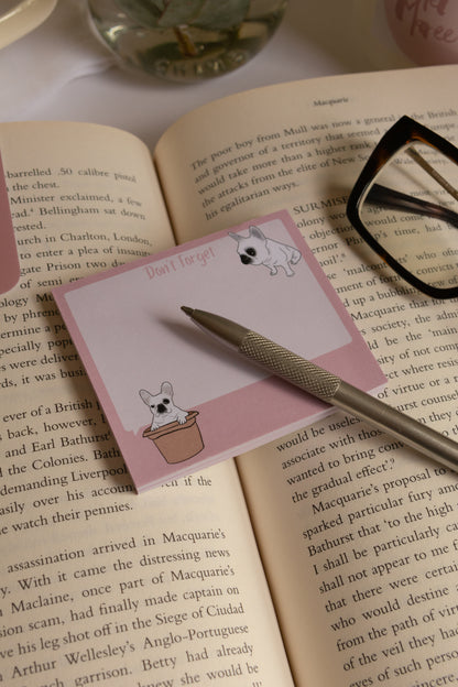 Frenchie "Don't Forget" Sticky Notes - Dusty Pink