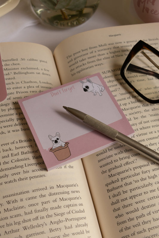 Frenchie "Don't Forget" Sticky Notes - Dusty Pink