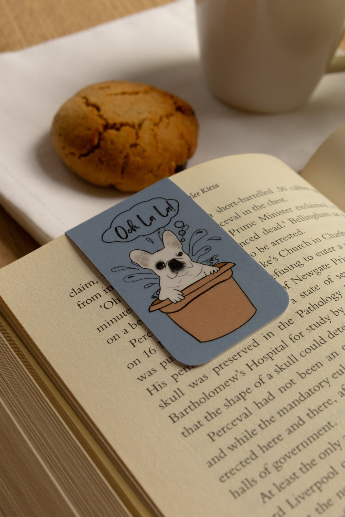 Frenchie Magnetic Bookmark (Spa & Snacks) - Chambray Blue