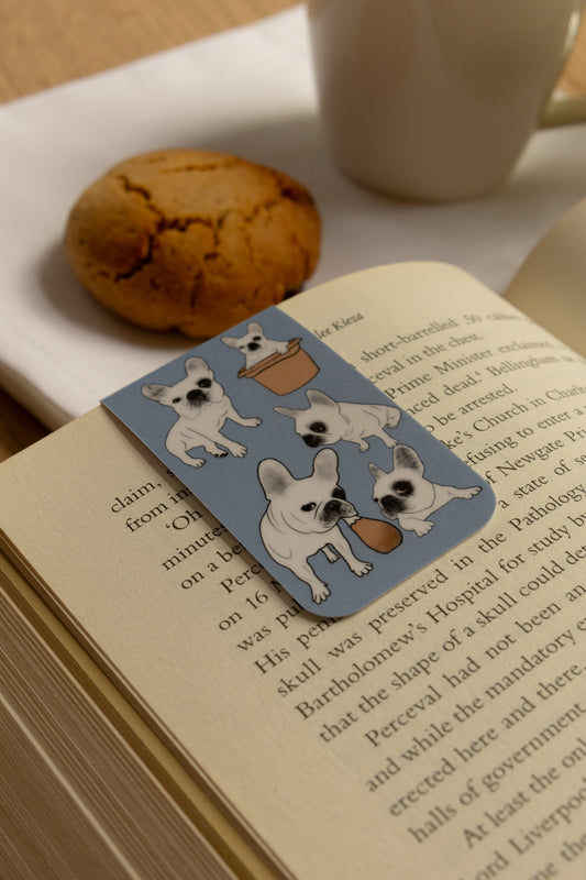 Frenchie Magnetic Bookmark (The Whole Gang) - Chambray Blue