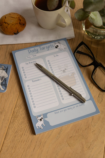Frenchie Daily Targets A5 Notepad - Chambray Blue