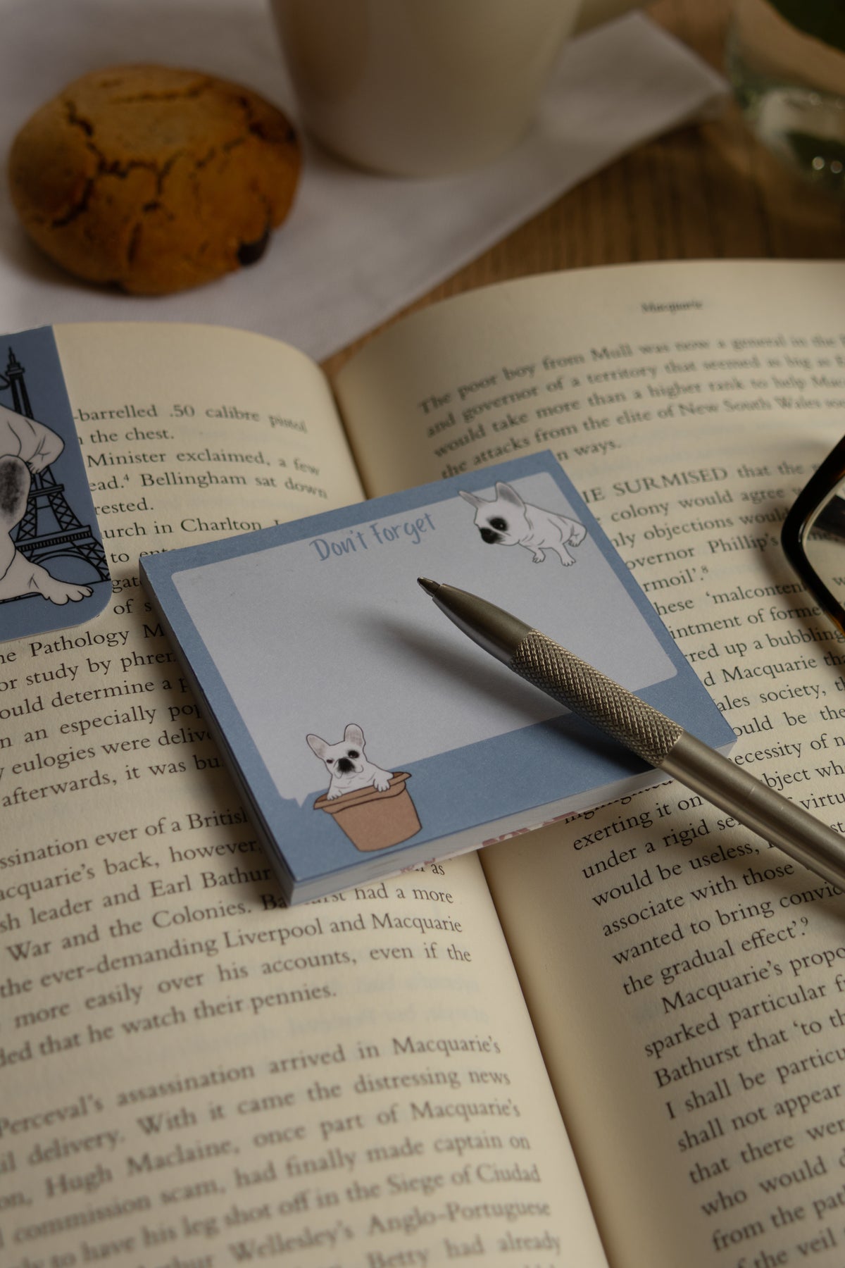 Frenchie "Don't Forget" Sticky Notes - Chambray Blue