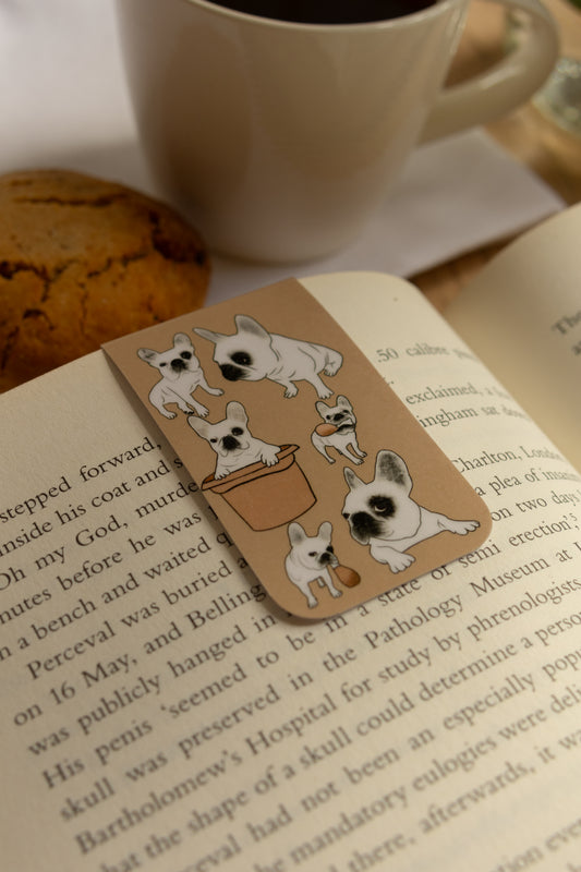 Frenchie Magnetic Bookmark (The Whole Gang) - Tan