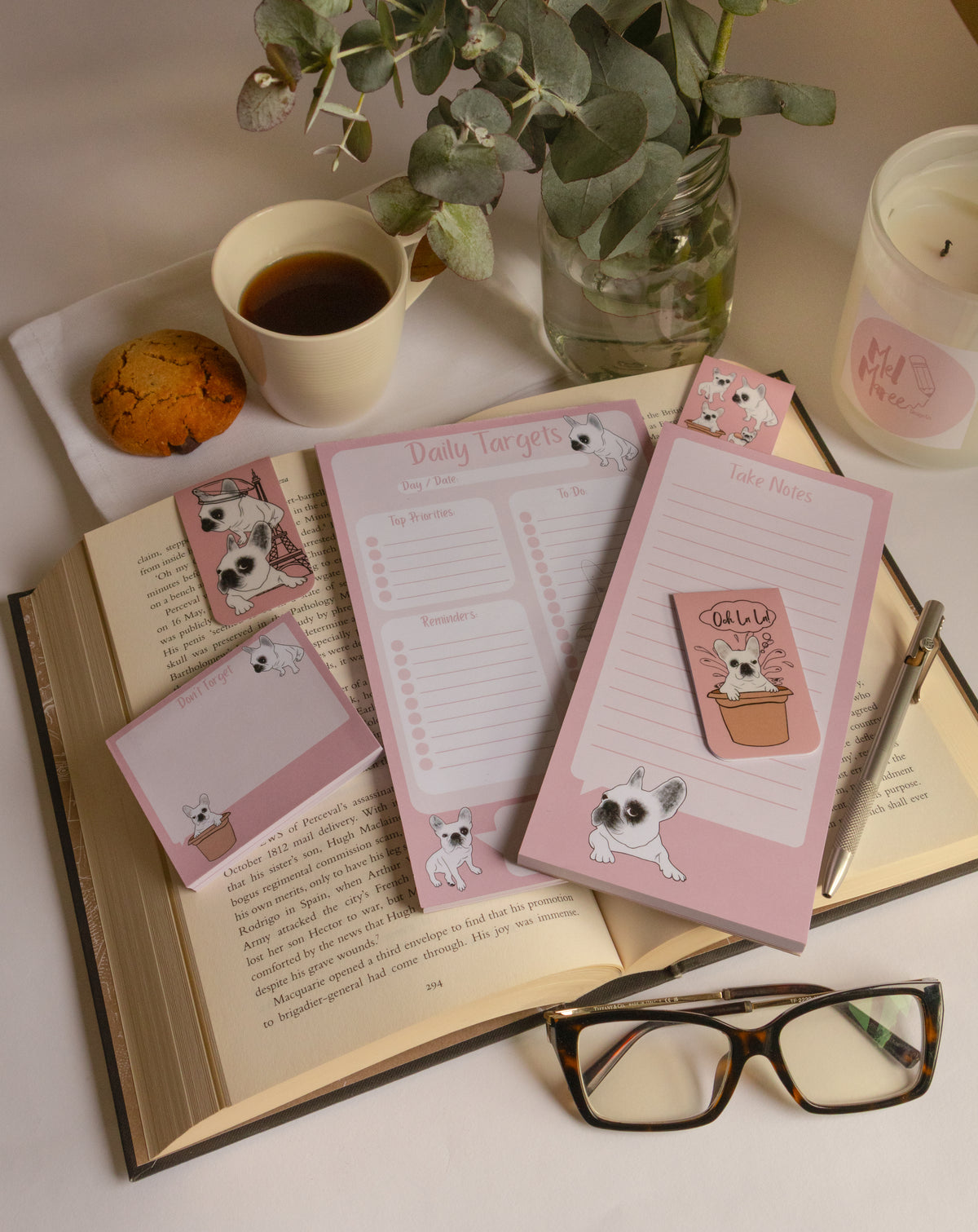 Frenchie Stationery Bundle - Dusty Pink