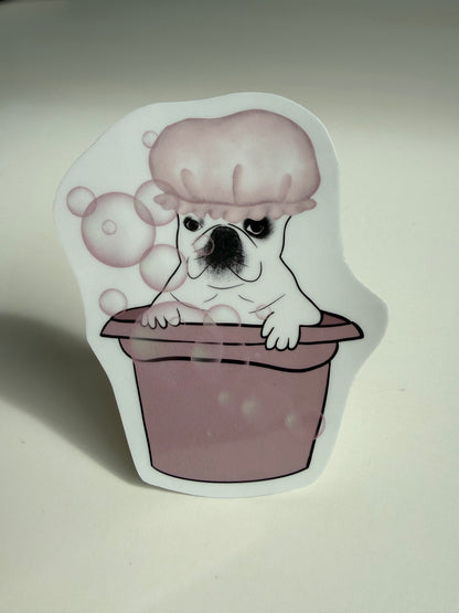 Vinyl Sticker - Diva in the Bath Frenchie