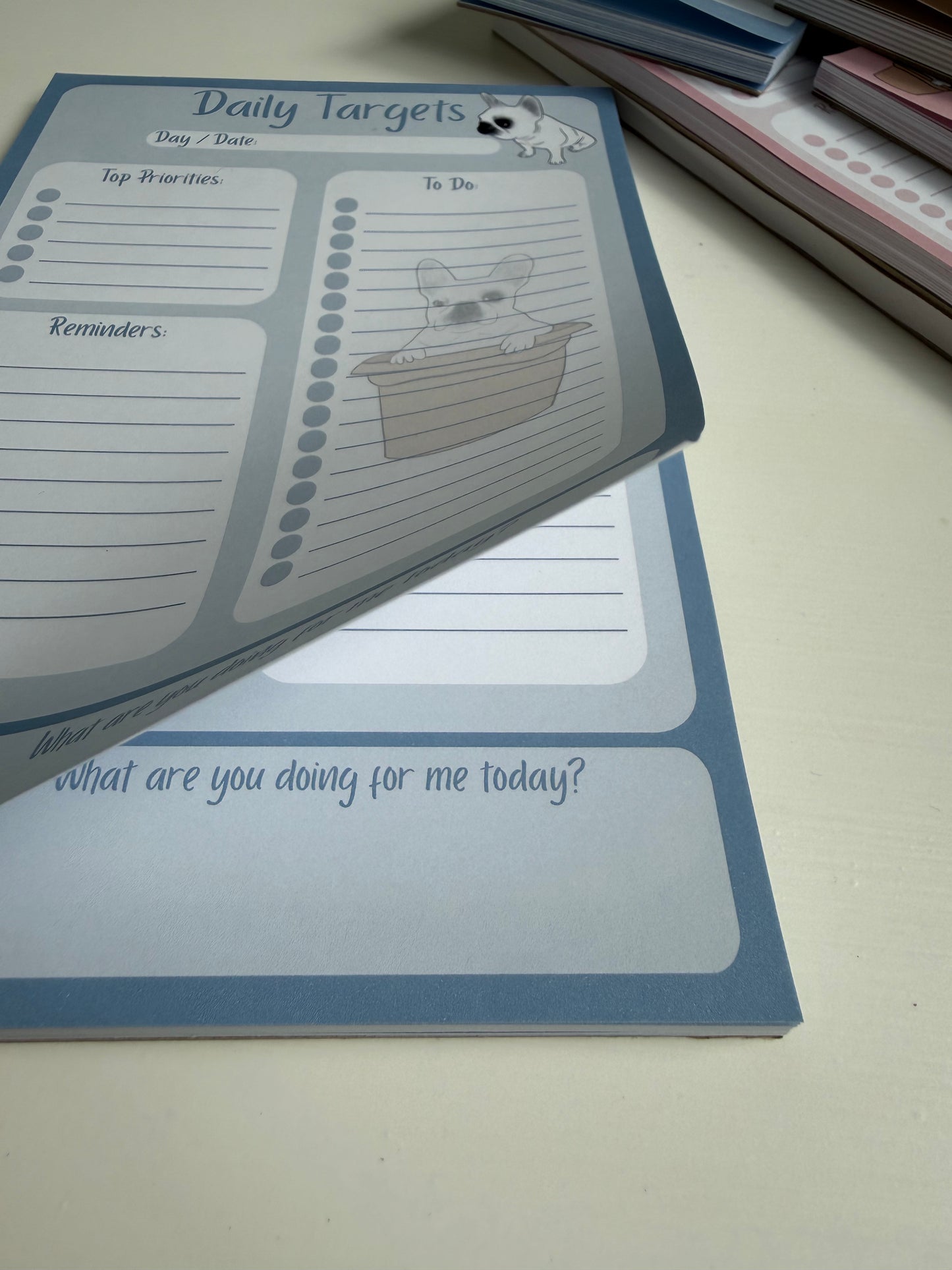 Frenchie Daily Targets A5 Notepad - Chambray Blue
