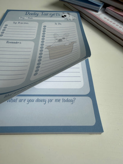 Frenchie Daily Targets A5 Notepad - Chambray Blue