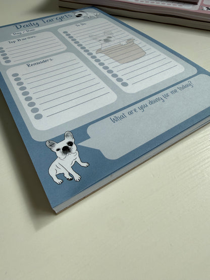 Frenchie Daily Targets A5 Notepad - Chambray Blue