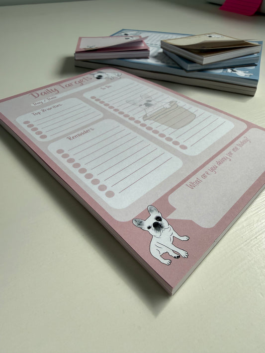 Frenchie Daily Targets A5 Notepad - Dusty Pink