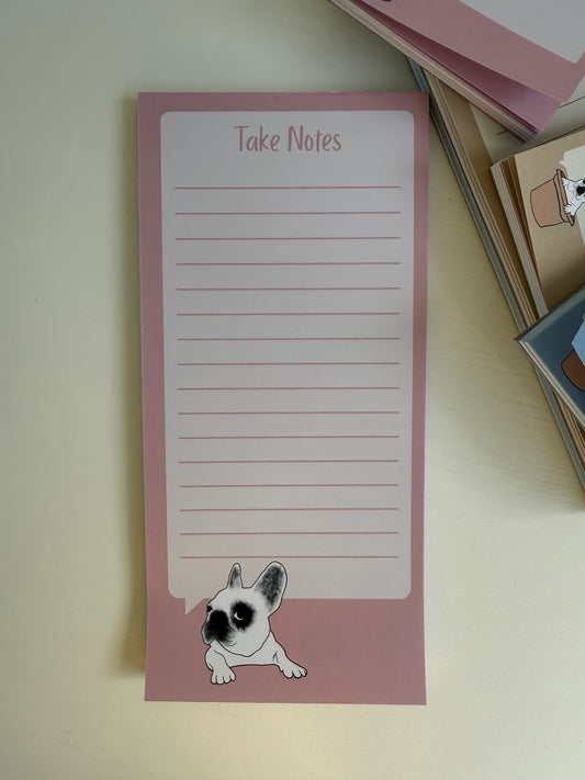 Frenchie "Take Notes" DL Notepad - Dusty Pink