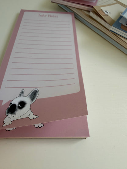 Frenchie "Take Notes" DL Notepad - Dusty Pink