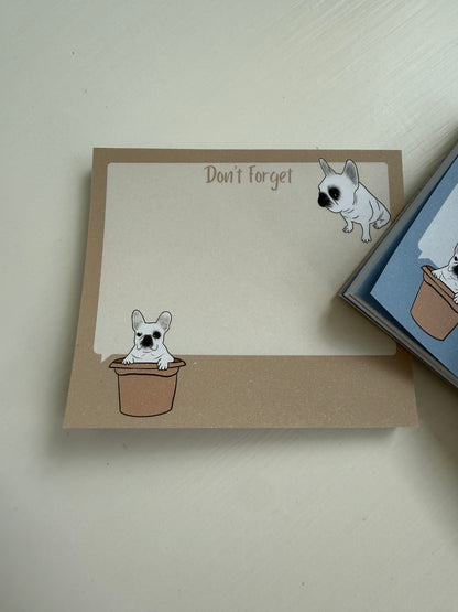 Frenchie "Don't Forget" Sticky Notes - Tan