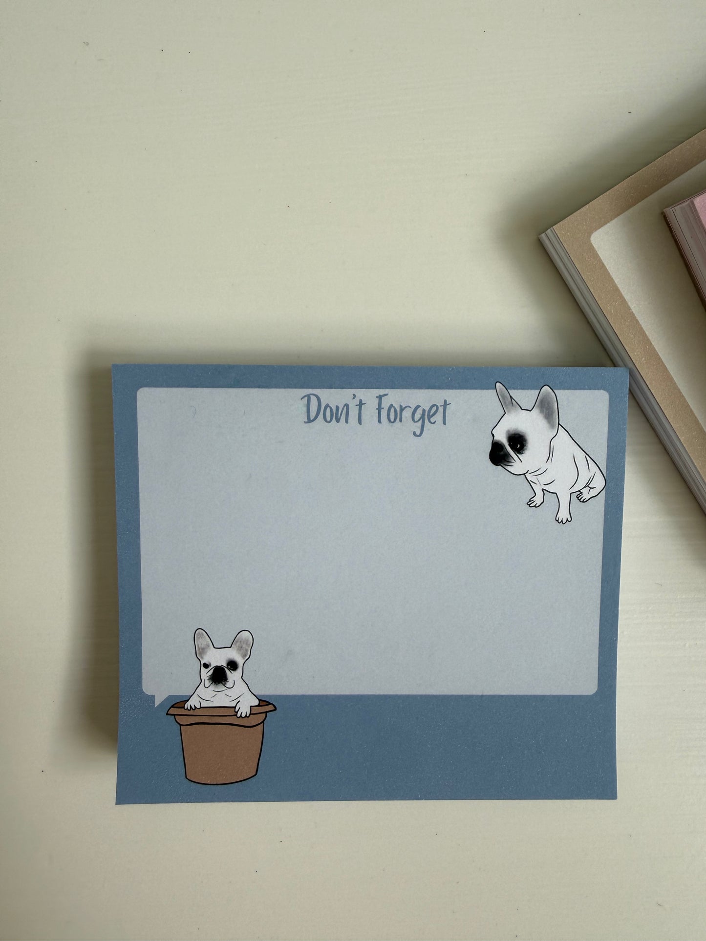 Frenchie "Don't Forget" Sticky Notes - Chambray Blue