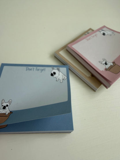 Frenchie "Don't Forget" Sticky Notes - Chambray Blue