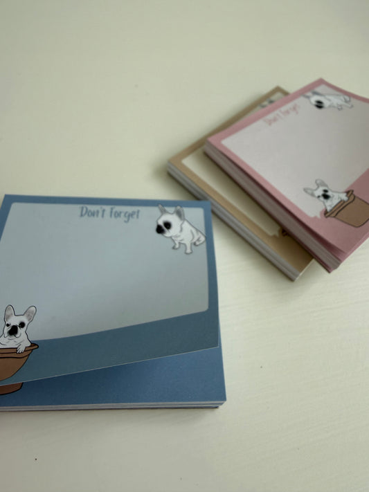 Frenchie "Don't Forget" Sticky Notes - Chambray Blue