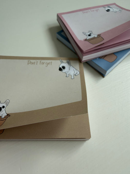 Frenchie "Don't Forget" Sticky Notes - Tan
