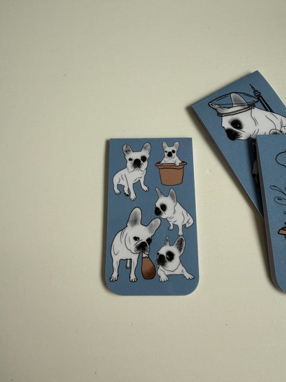 Frenchie Magnetic Bookmark (The Whole Gang) - Chambray Blue
