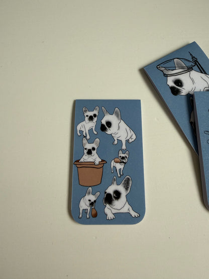 Frenchie Magnetic Bookmark (The Whole Gang) - Chambray Blue