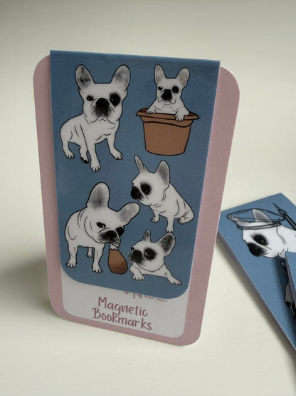 Frenchie Magnetic Bookmark (The Whole Gang) - Chambray Blue