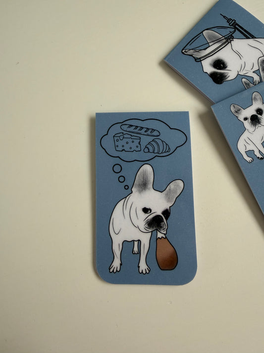 Frenchie Magnetic Bookmark (Spa & Snacks) - Chambray Blue