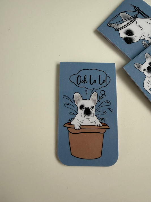 Frenchie Magnetic Bookmark (Spa & Snacks) - Chambray Blue