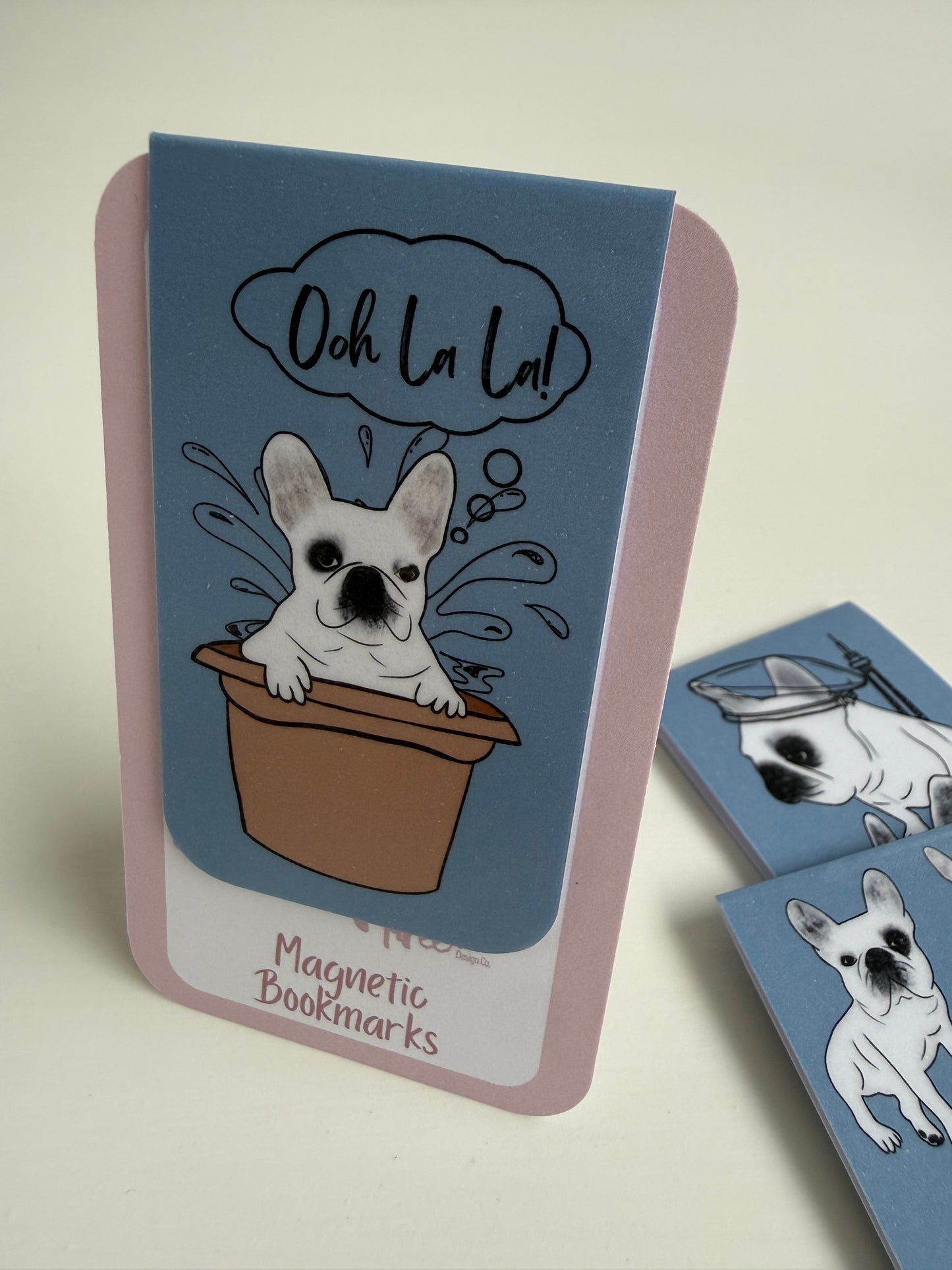 Frenchie Magnetic Bookmark (Spa & Snacks) - Chambray Blue