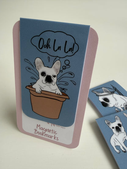 Frenchie Magnetic Bookmark (Spa & Snacks) - Chambray Blue