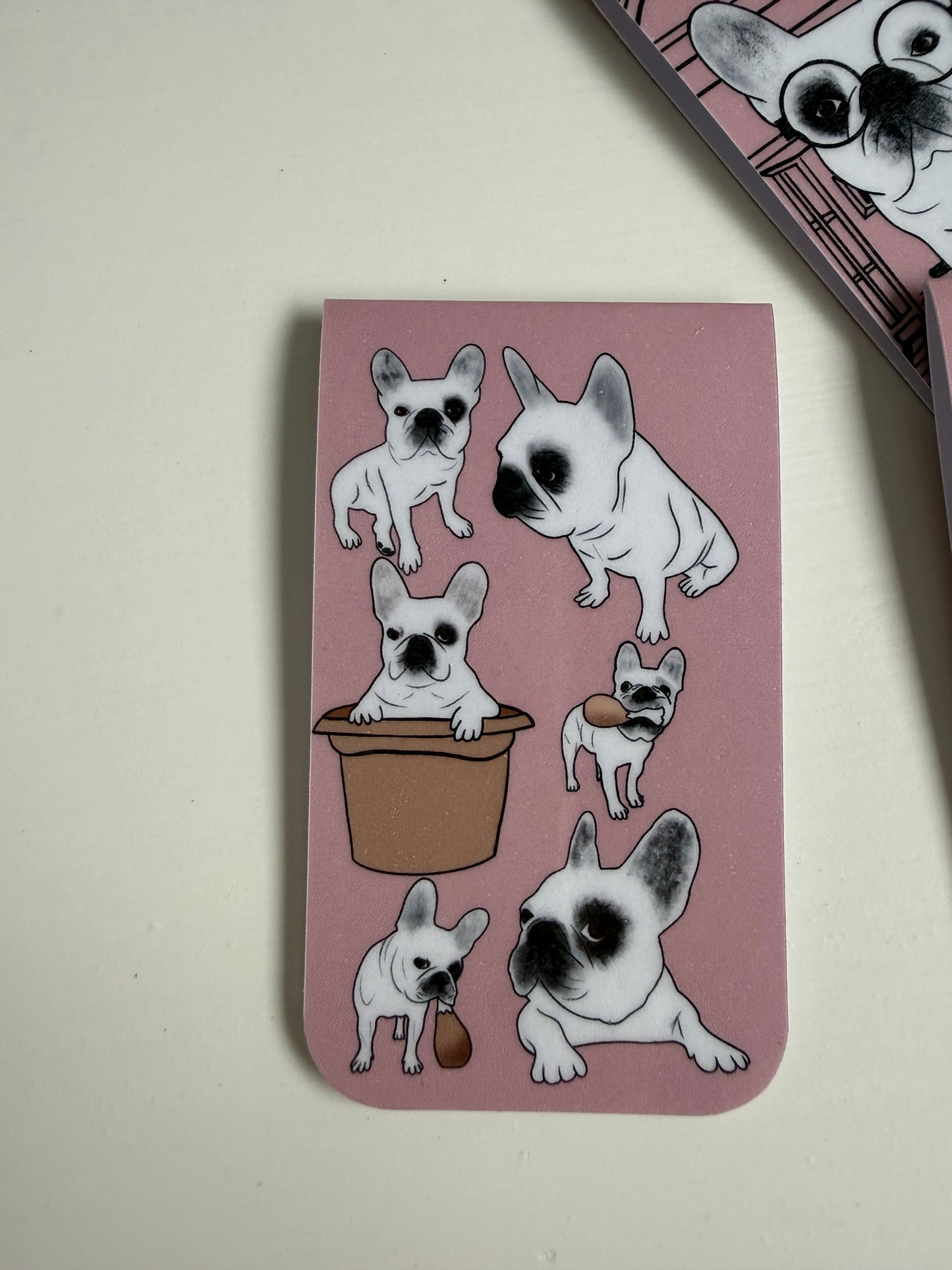 Frenchie Magnetic Bookmark (The Whole Gang) - Dusty Pink
