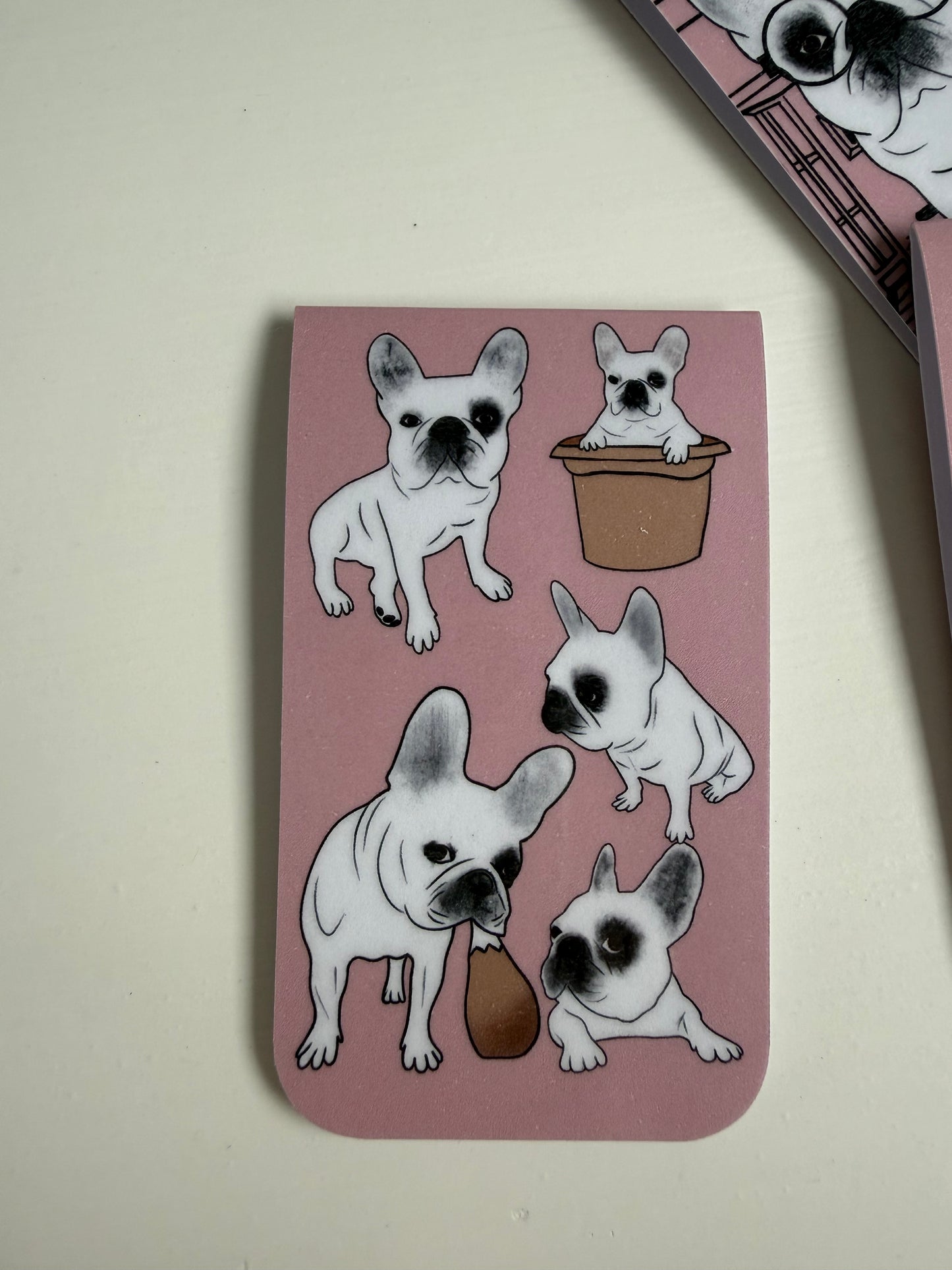 Frenchie Magnetic Bookmark (The Whole Gang) - Dusty Pink
