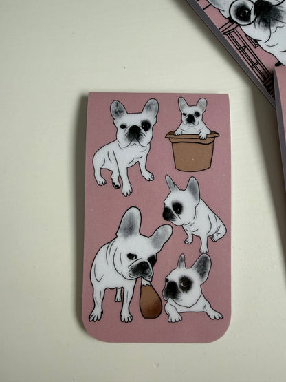 Frenchie Magnetic Bookmark (The Whole Gang) - Dusty Pink