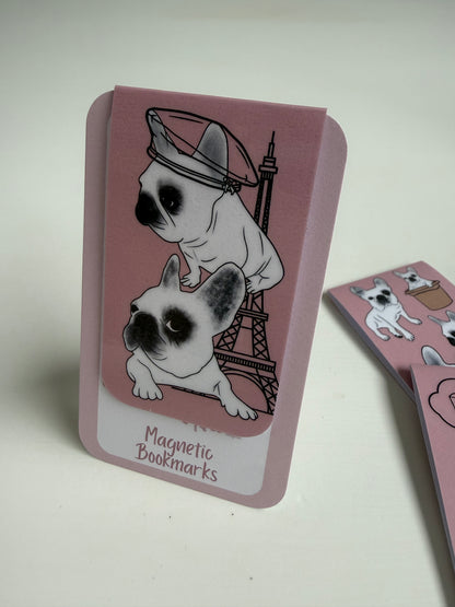 Frenchie Magnetic Bookmark Parisian - Dusty Pink