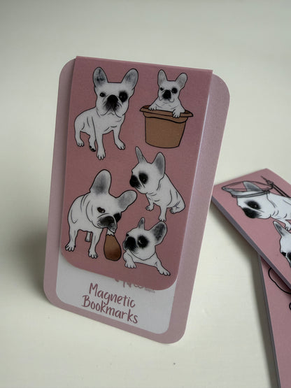 Frenchie Magnetic Bookmark (The Whole Gang) - Dusty Pink