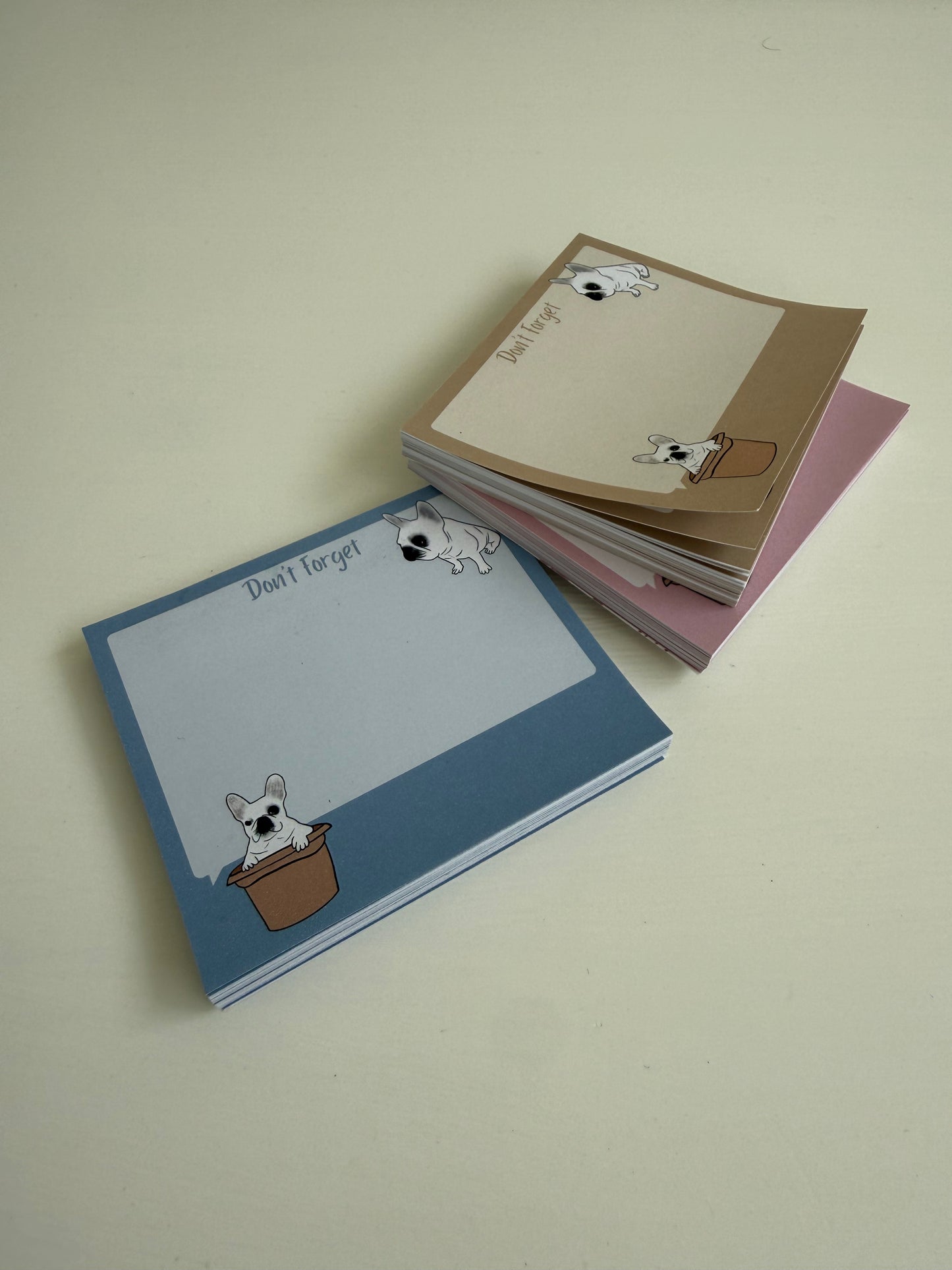 Frenchie "Don't Forget" Sticky Notes - Chambray Blue